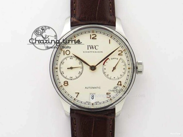 MIROTIME 1220 Portuguese Tourbillon IW5046 RG ZF Best Edition Gray Dial on Black Leather Strap SmoothTexture 7142